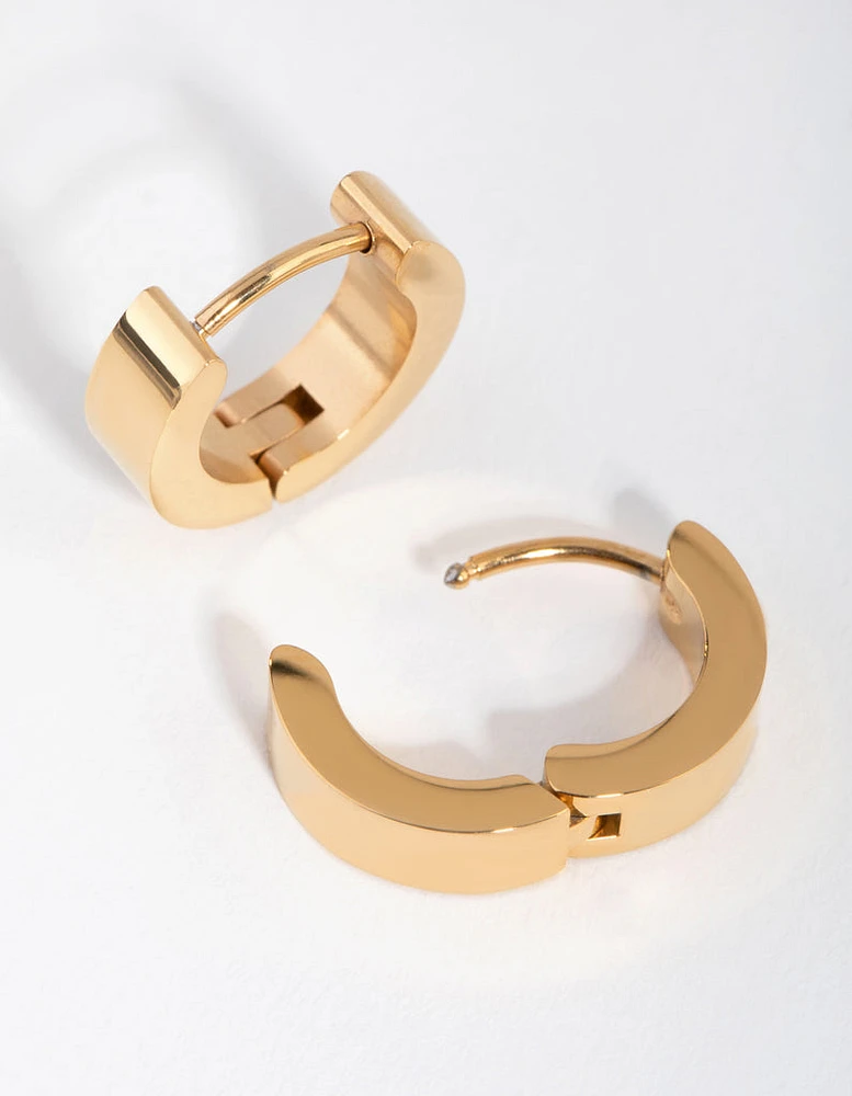 24 Carat Gold Plated Titanium Wide Huggie Earrings