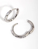 Titanium Diamante Huggie Earrings