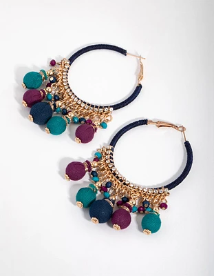 Gold Threadwrap Bead Drop Earrings