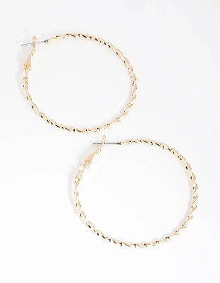 Gold Twist 40mm Hoop Earrings