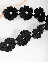 Gold Flower Black Lace Choker