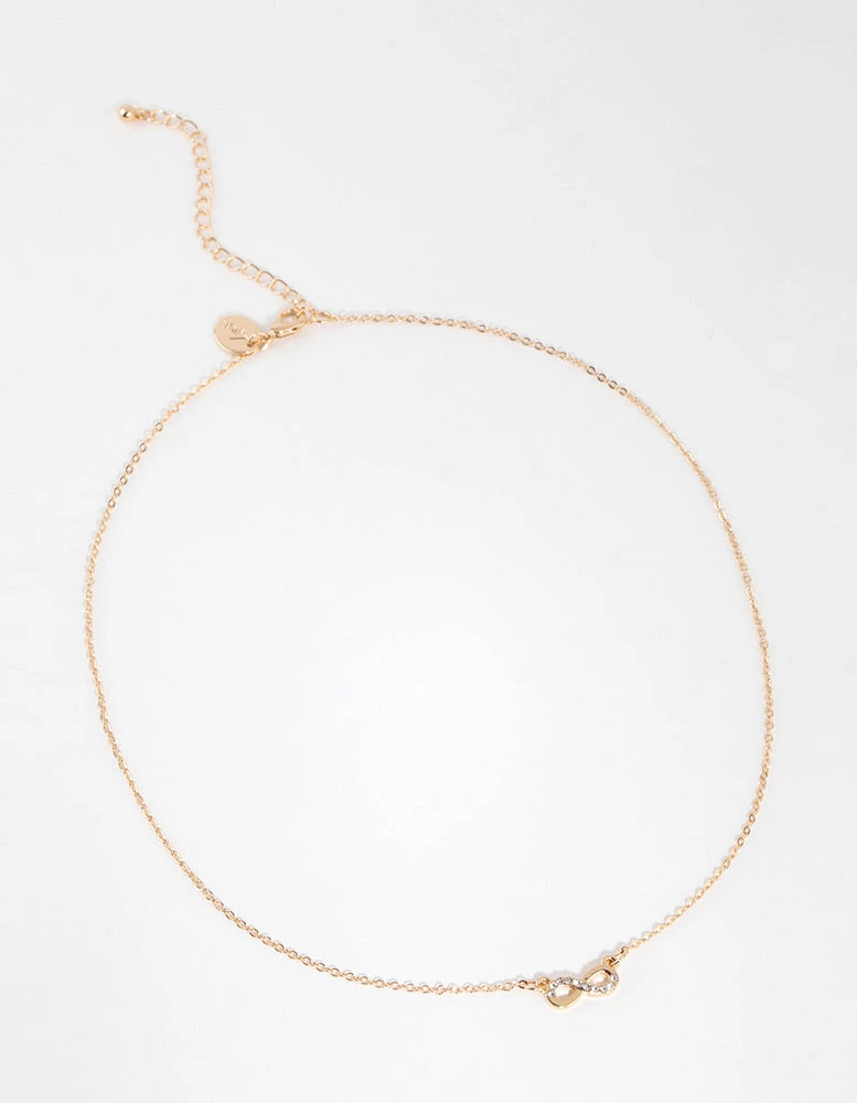 Gold Diamante Infinity Necklace