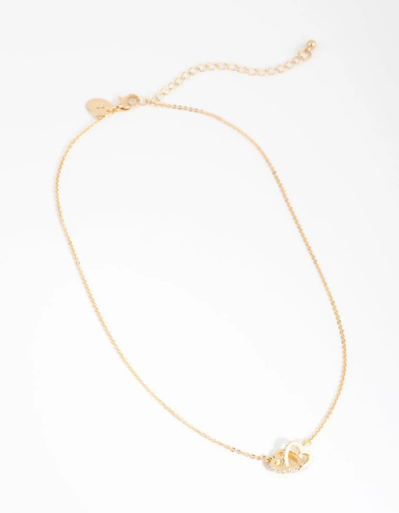 Gold Joined Heart Charm Necklace