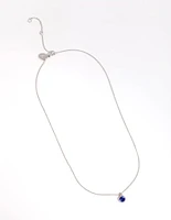 Rhodium Circle Diamante Pendant Necklace