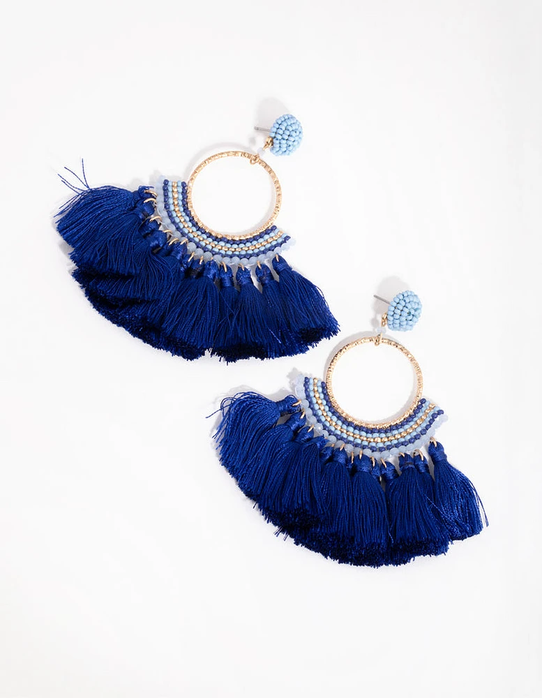 Bead Thread Tassel Drop Earrings