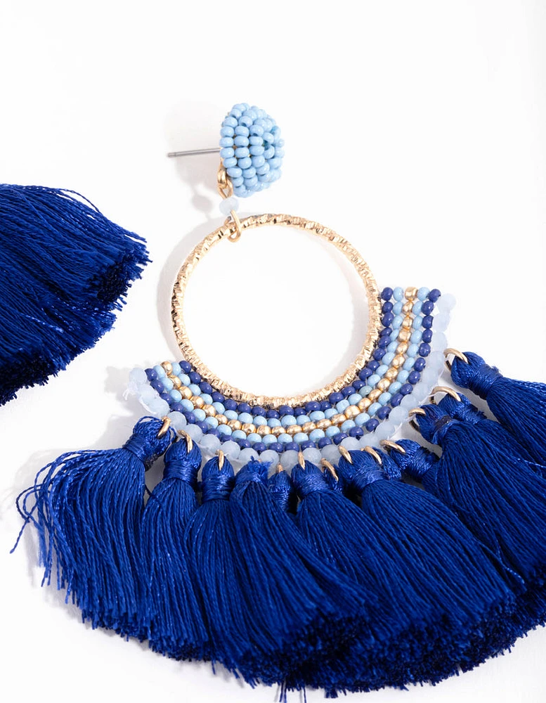 Bead Thread Tassel Drop Earrings