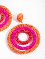 Beaded Triple Circle Drop Earrings