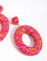 Beaded Chunky Doughnut Drop Earrings