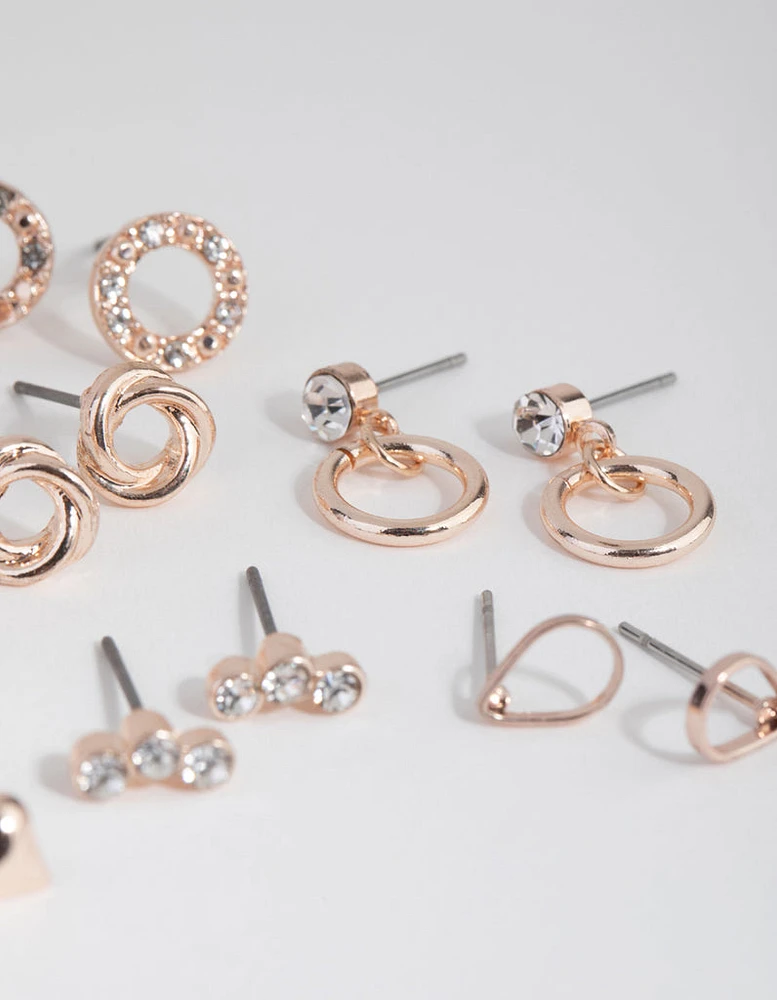 Rose Gold Round Profile Earring 8-Pack