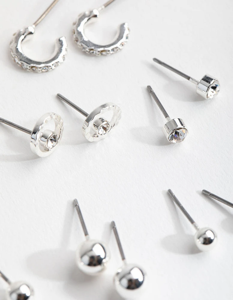 Silver Mini Hoop & Stud 8-Pack Earring