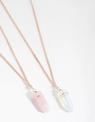 Mixed Metal Wrapped Shard Necklace pack