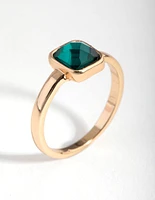 Gold Cushion Green Stone Ring