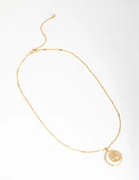 18ct Gold Plated Cubic Zirconia & Shell Moon Necklace