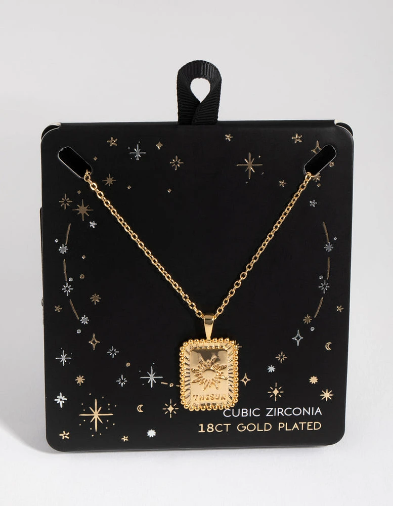 18ct Gold Plated Sun Card Necklace