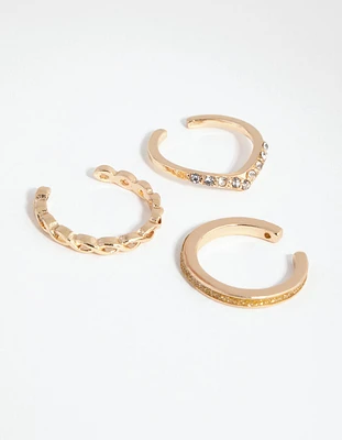 Gold Diamante Band Toe Ring Pack