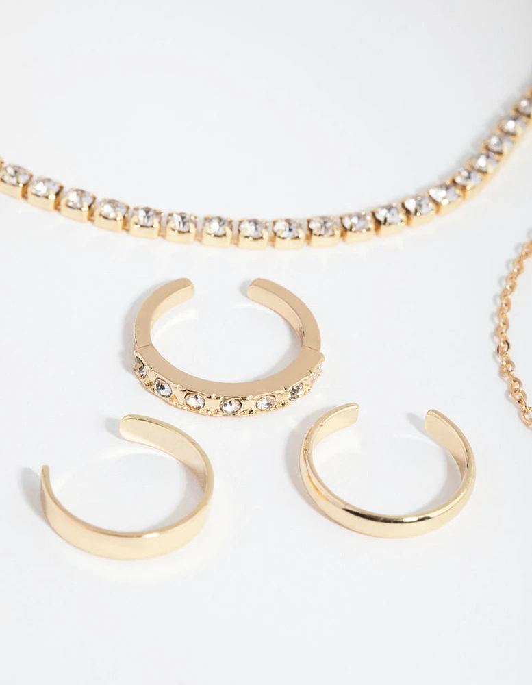 Gold Moon Anklet & Toe Ring 6-Pack Set