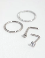 Surgical Steel Diamante Twist Nose Ring 4-Pack