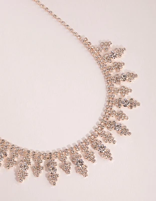 Rose Gold Diamante Cupchain Point Necklace