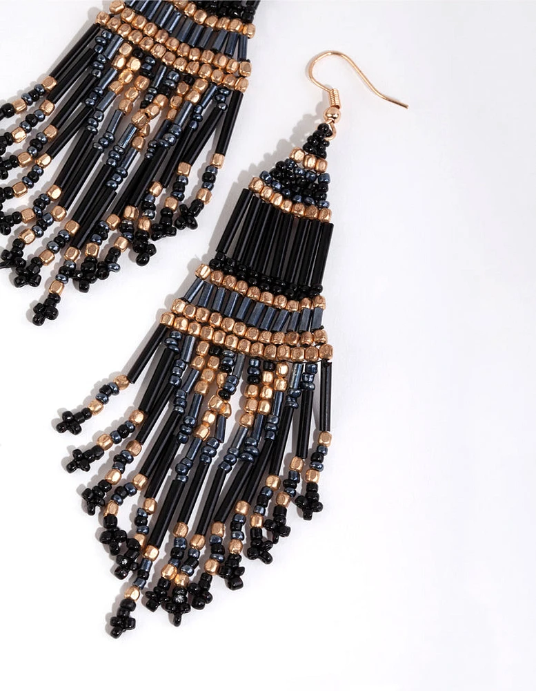 Beaded Tassel Drop Earrings