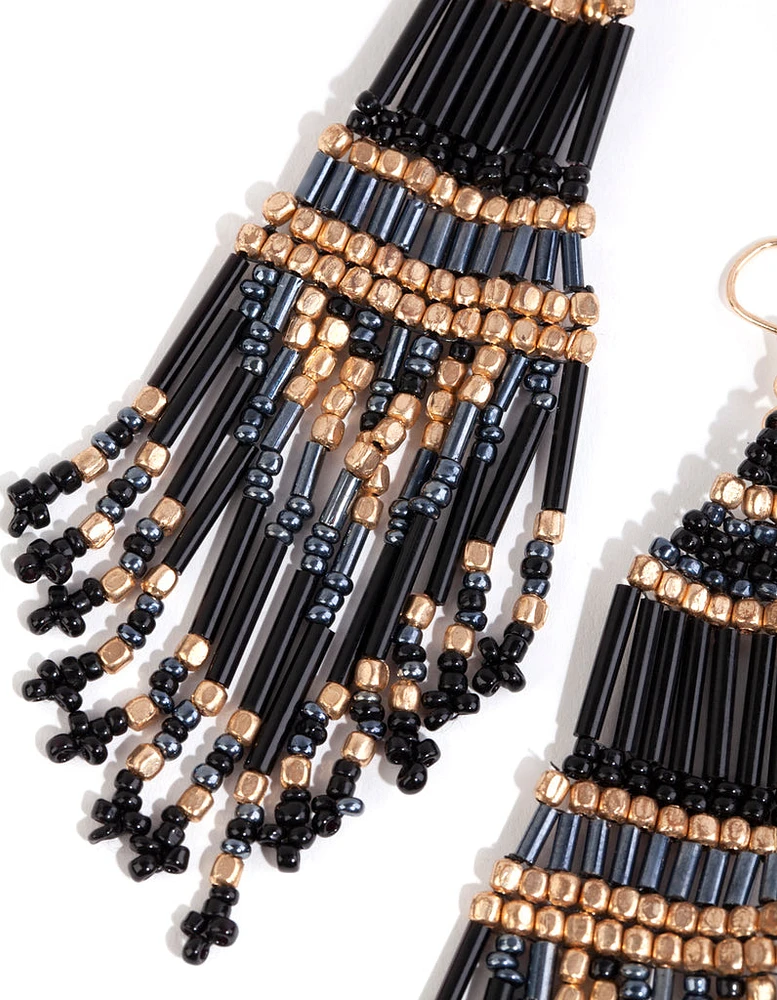 Beaded Tassel Drop Earrings