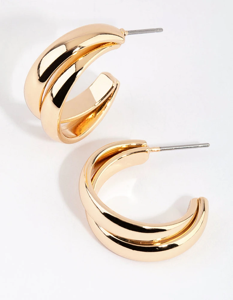 Gold Small Double Hoop Earrings