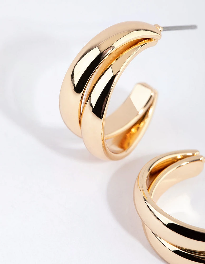 Gold Small Double Hoop Earrings