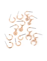 Gold Star & Moon Hoop Earring Pack