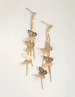 Gold Multi Butterfly Drop Earrings