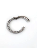 Titanium Cubic Zirconia Clicker Ring