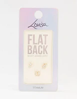 Gold Titanium Cubic Zirconia Butterfly Flat Back Pack