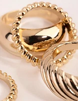 Gold Plated Twisted & Plain Ring Set