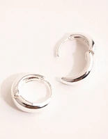 Silver Plain Chubby Huggie Earrings