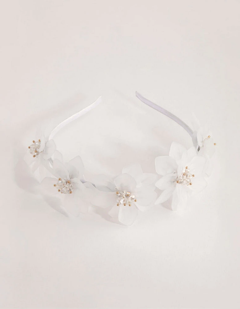 Frosted Acrylic Beaded Flower Alice Band