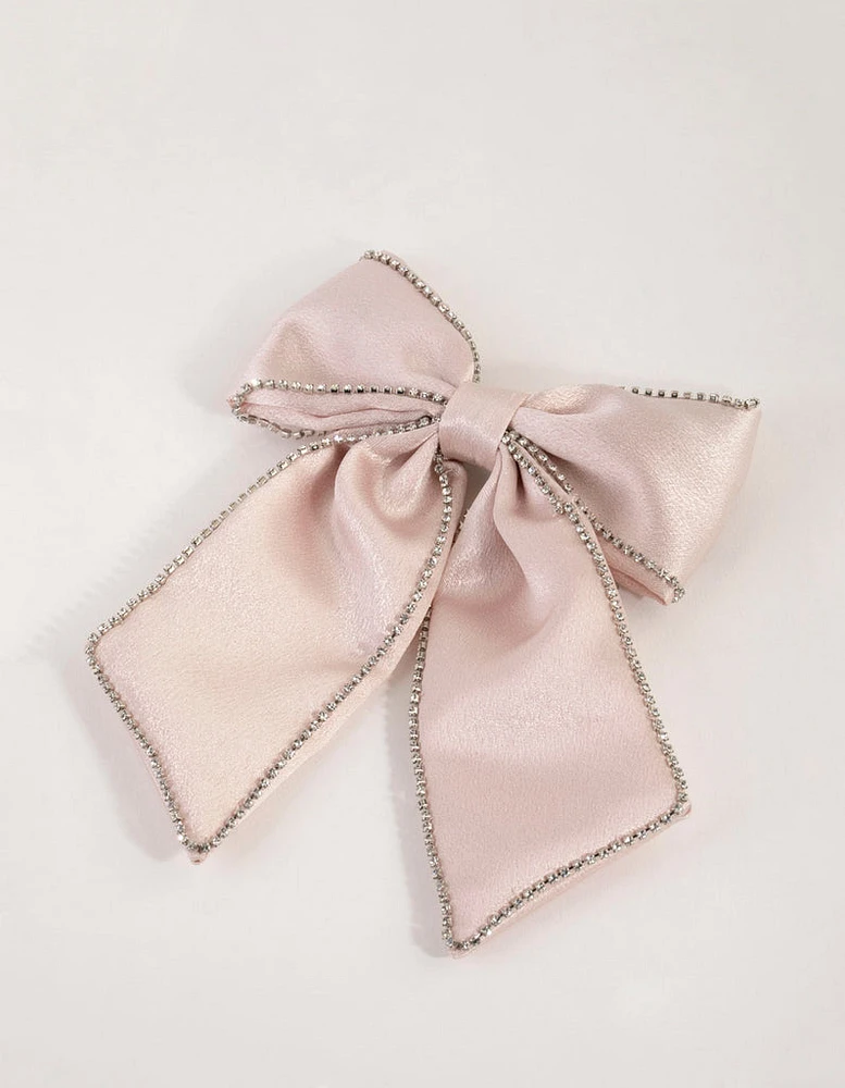 Blush Fabric Cupchain Satin Bow Clip