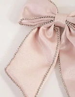 Blush Fabric Cupchain Satin Bow Clip