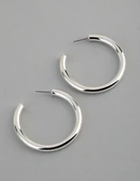 Silver Plated Brass Solid Classic Hoop Earrings