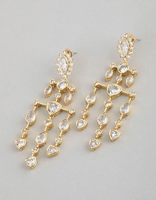 18ct Gold Plated Brass Cubic Zirconia Chandelier Drop Earrings