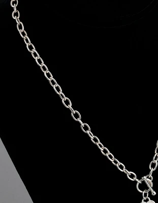 Sterling Silver Heart T&O Oval Chain Necklace