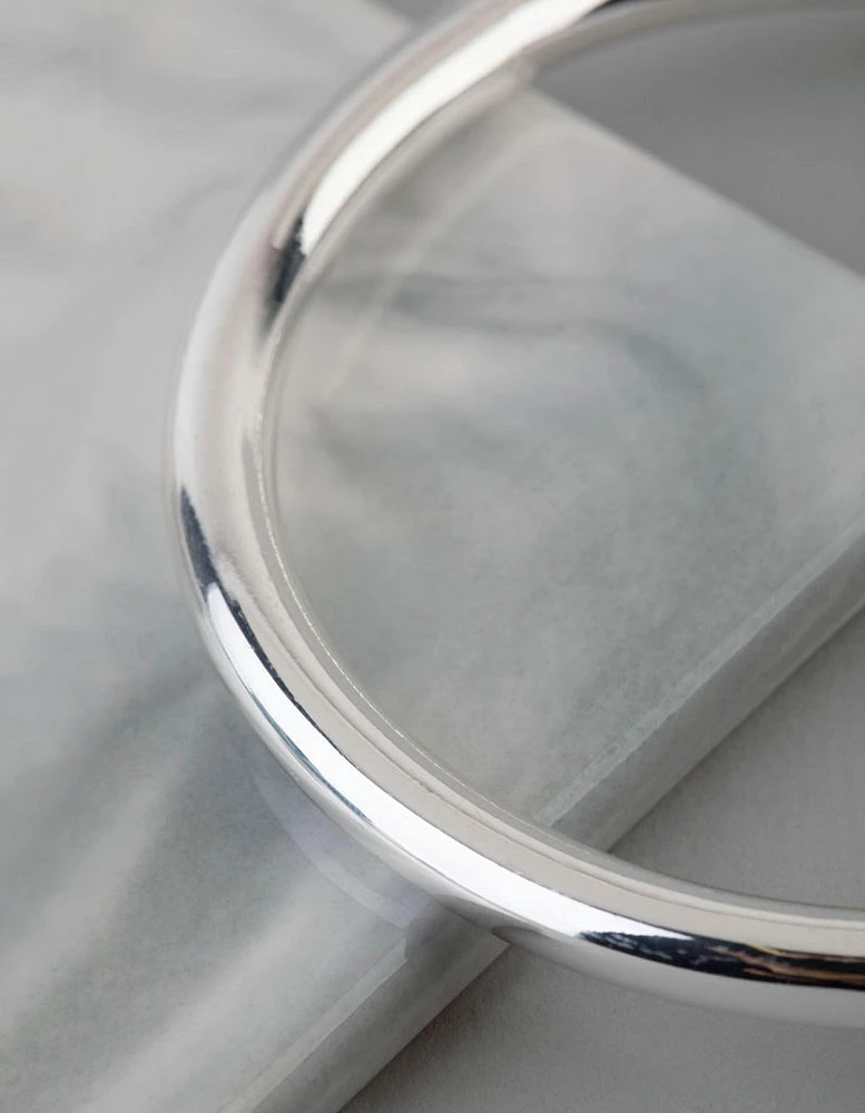 Silver Plated Brass Solid Bangle Bracelet