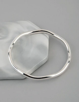 Silver Plated Brass 4.5mm Wavey Bangle