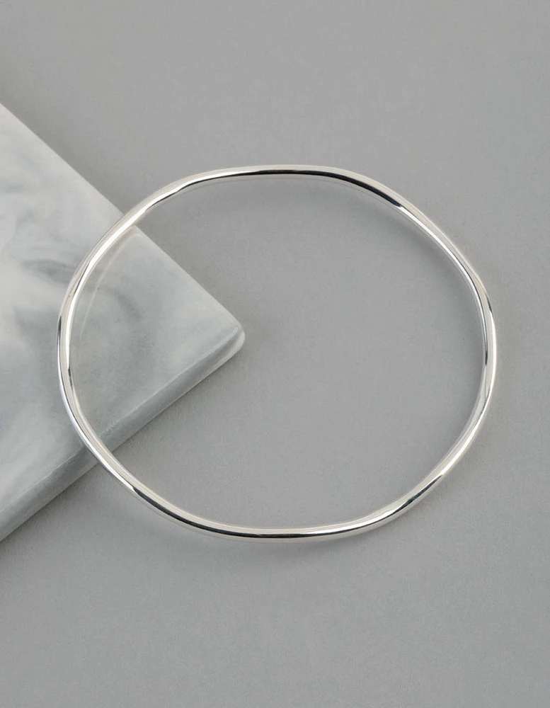 Silver Plated Brass 2.5mm Wavey Bangle