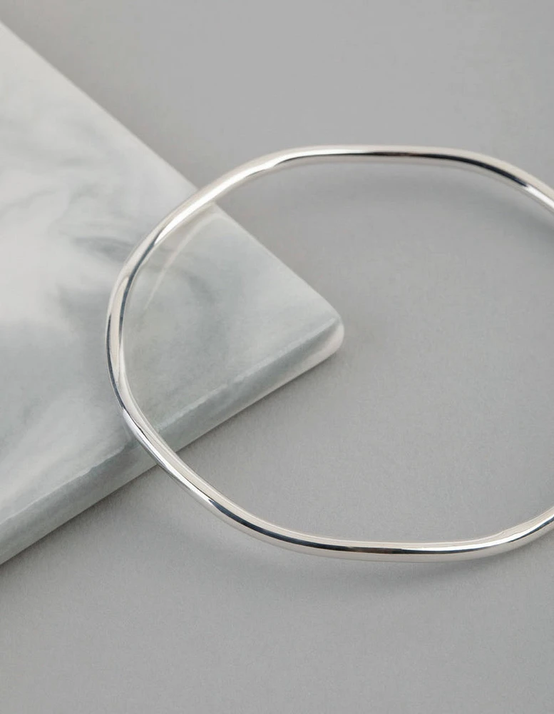 Silver Plated Brass 2.5mm Wavey Bangle