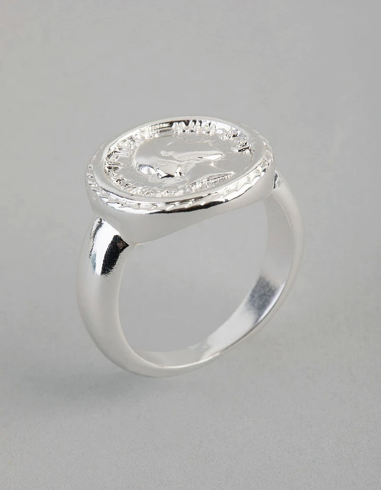 Silver Plated Brass Coin Ring