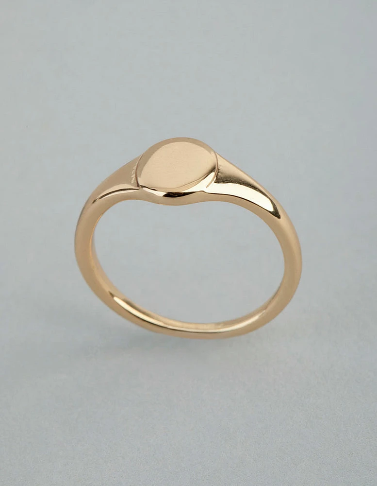 18ct Gold Plated Brass Oval Signet Pinky Ring