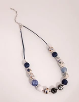 Silver Mixed Porcelain Bead Rope Necklace