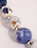 Silver Mixed Porcelain Bead Rope Necklace