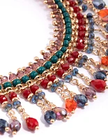 Colourful Facet Bead Row Necklace