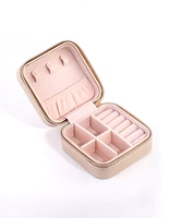 Gold Smooth Faux Leather Square Jewellery Box