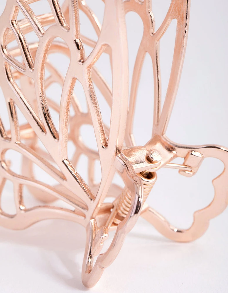 Rose Gold Cut Out Butterfly Claw Clip