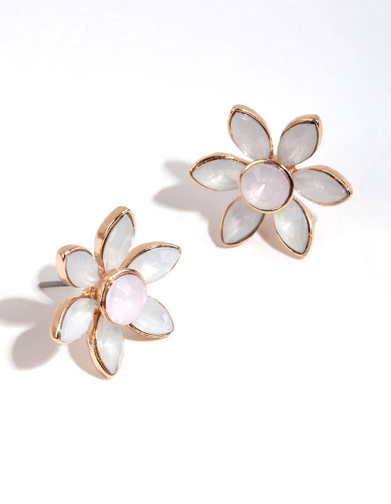 Pastel Diamante Flower Stud Earrings